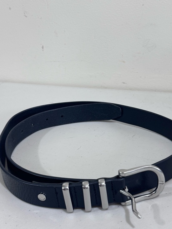 rag & bone Black Leather Belt with Blue Interior and Silver Hardware - Picture 9 of 13